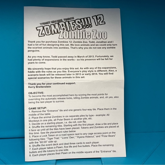 Twilight Creations’ Zombies!!! 12: Zombie Zoo Board Game - Picture 6 of 16